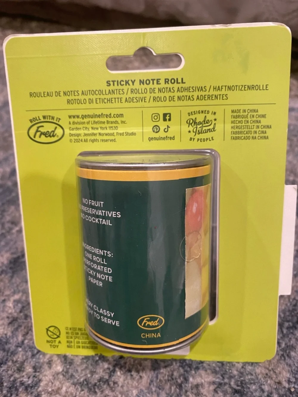 Fred Roll O'Notes Fruit Cocktail Sticky Note Roll - Green & Yellow